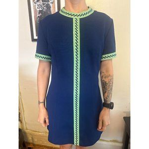 Vintage Verona blue dress with great green and white detail